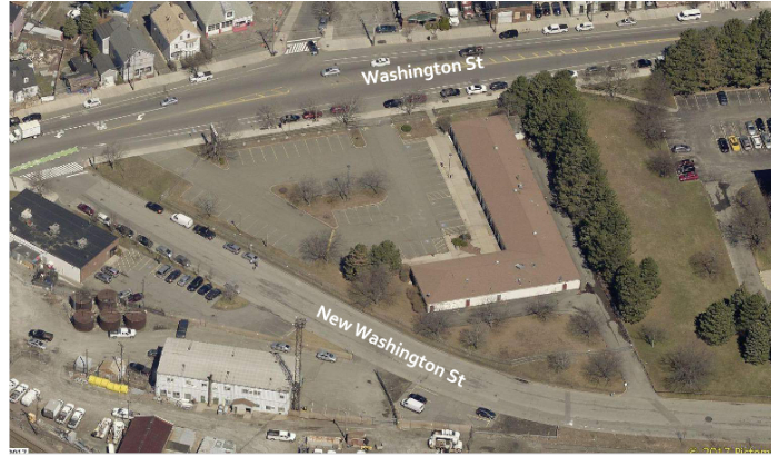 Aerial View of 90 Washington St site courtesy of the City of Somerville
